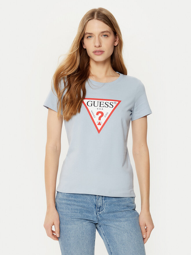 Guess Guess Marškinėliai W1YI1B I3Z14 Mėlyna Slim Fit
