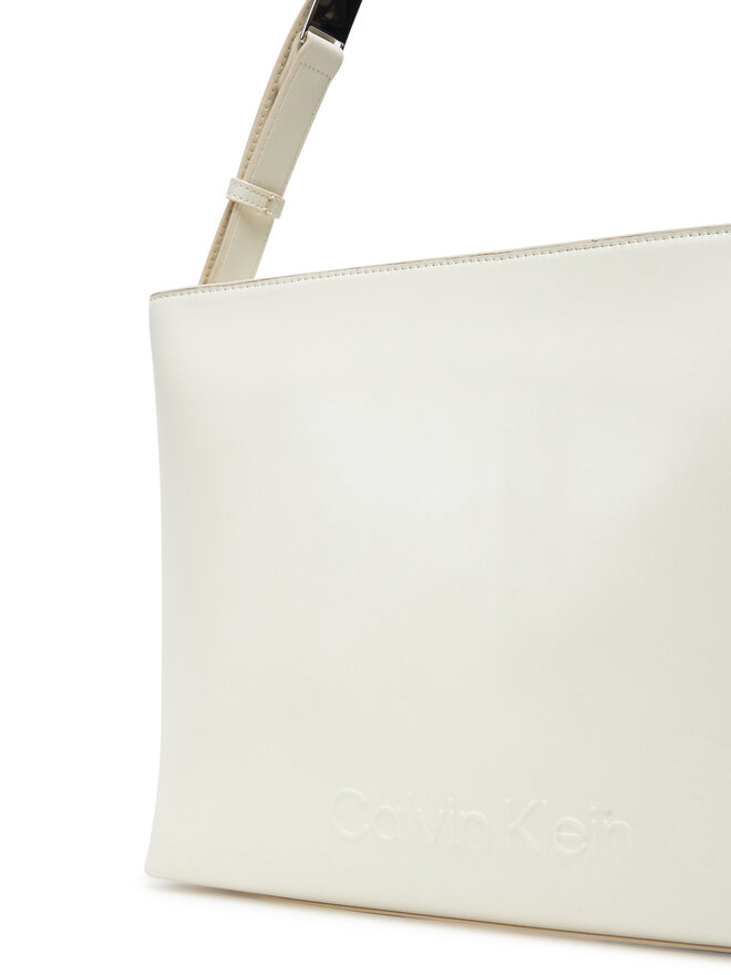 Calvin Klein Handtasche Calvin Klein Embossed Logo Medium Shopper K60K613172 Creme