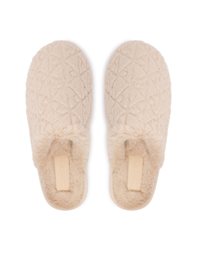 Calvin Klein Hausschuhe Calvin Klein Home Slipper Fur Aop HW0HW03218 Beige