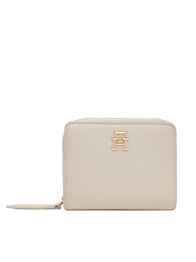Tommy Hilfiger Portafoglio piccolo da donna Tommy Hilfiger Th Logotape Med Za AW0AW17408 Écru