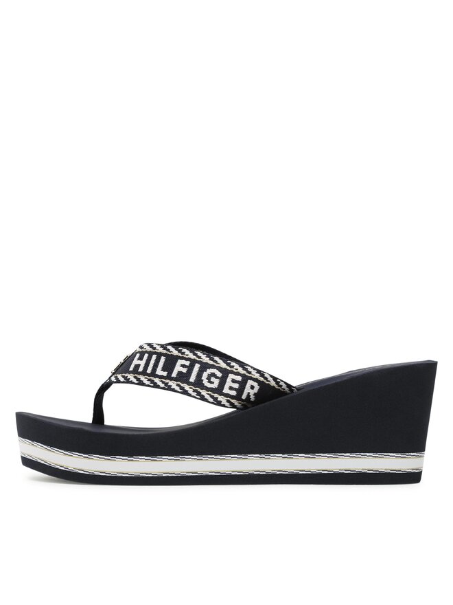 Tommy Hilfiger Žabky Tommy Hilfiger Webbing H Wedge Sandal FW0FW07149 Tmavomodrá