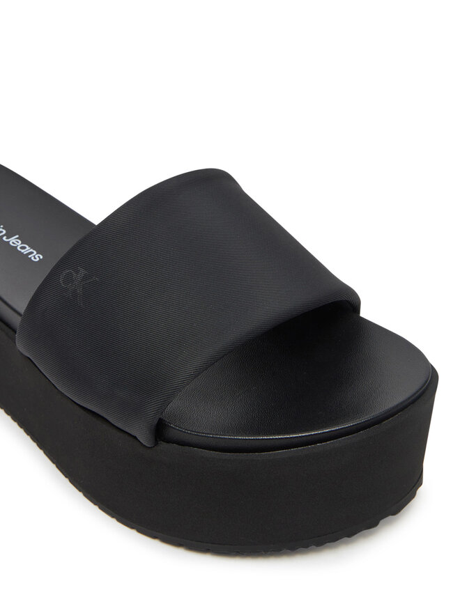 Calvin Klein Jeans Klapki Calvin Klein Jeans Flatform Sandal Slide In Nylon YW0YW01791 Czarny
