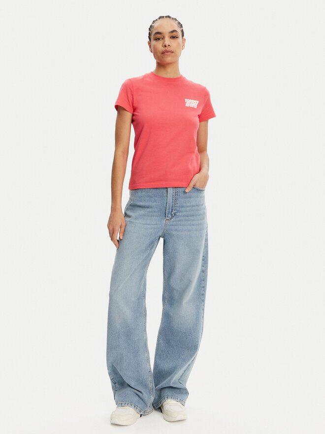 Tommy Jeans Tommy Jeans Marškinėliai Bubble DW0DW21338 Rožinė Regular Fit
