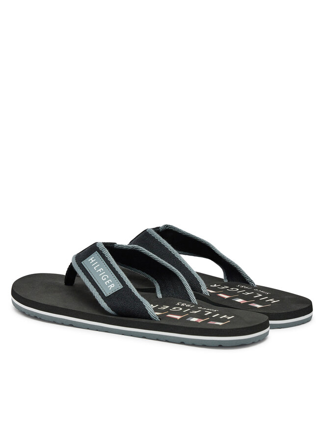 Tommy Hilfiger Japonki Tommy Hilfiger Patch Hilfiger Beach Sandal FM0FM05435 Czarny