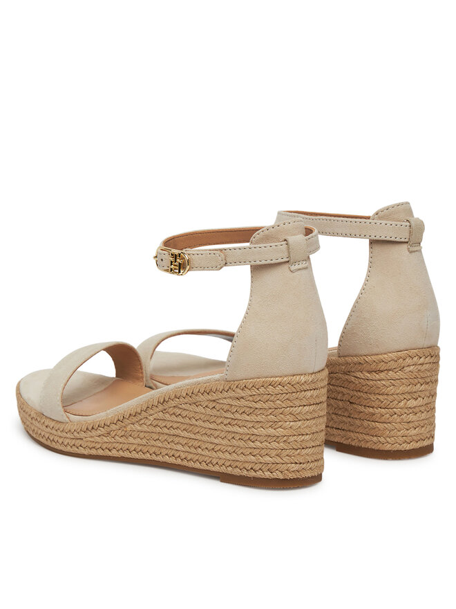 Tommy Hilfiger Espadrilky Tommy Hilfiger Suede Ankle Mid Wedge Espadrille FW0FW08479 Béžová