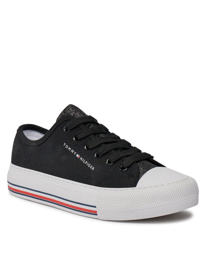 Tommy Hilfiger Bambas Tommy Hilfiger Low Cut Lace-Up Sneaker T3A9-33185-1687 S Negro