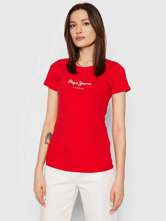 Pepe Jeans Pepe Jeans Póló New Virginia PL505202 Piros Slim Fit