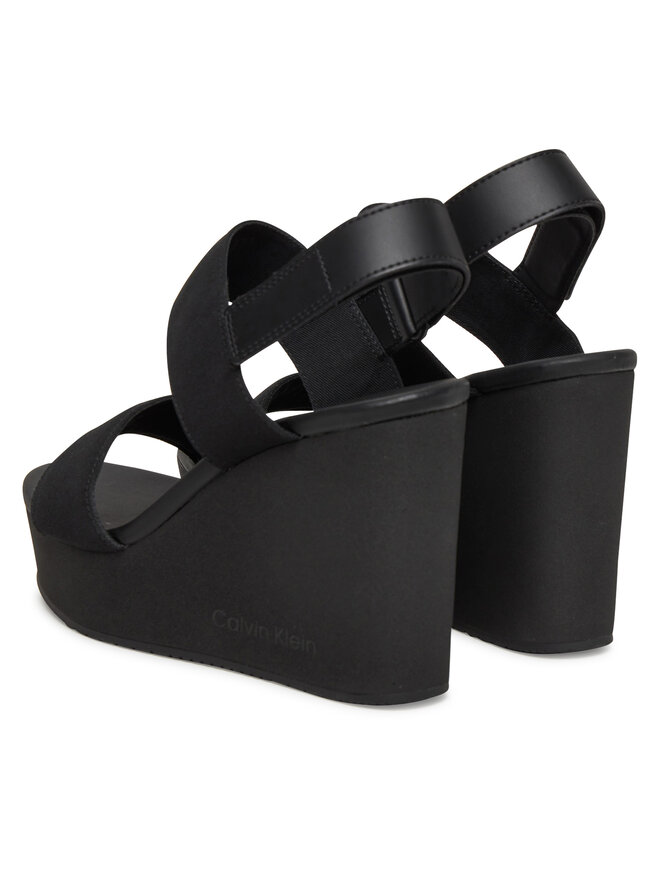 Calvin Klein Jeans Sandały Calvin Klein Jeans Wedge Sandal Webbing In YW0YW01790 Czarny