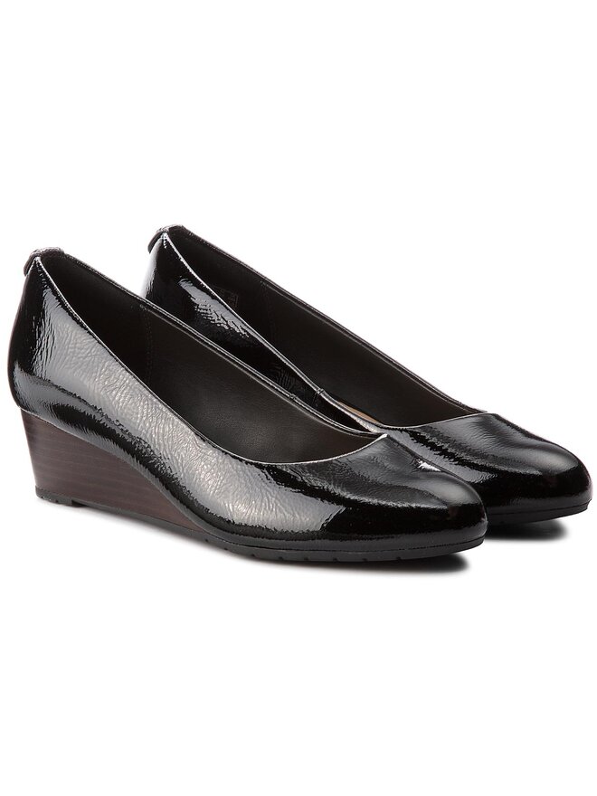 Clarks vendra bloom black leather discount