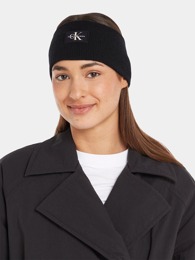 Calvin Klein Jeans Opaska materiałowa Calvin Klein Jeans Monologo Rubber Headband K60K611258 Czarny