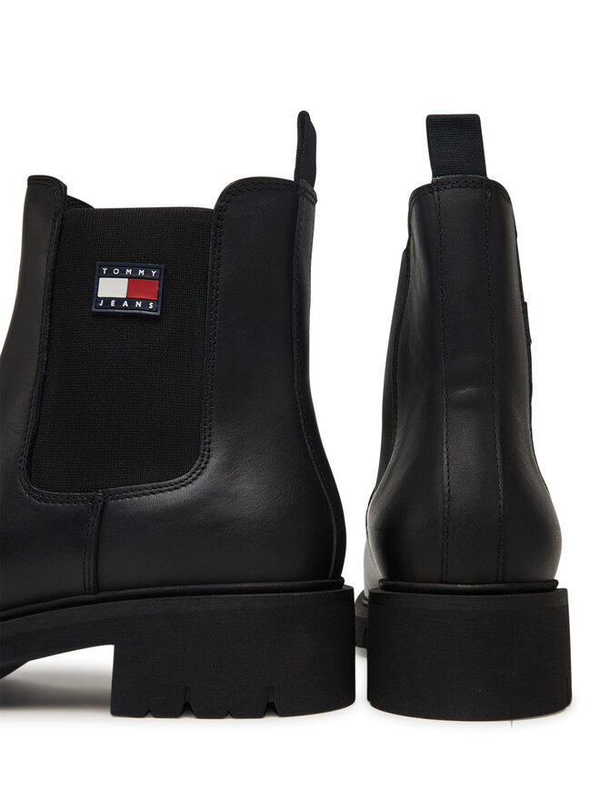 Tommy Jeans Klassische Stiefeletten Tommy Jeans Tjw Chelsea Leather Boot EN0EN02825 Schwarz