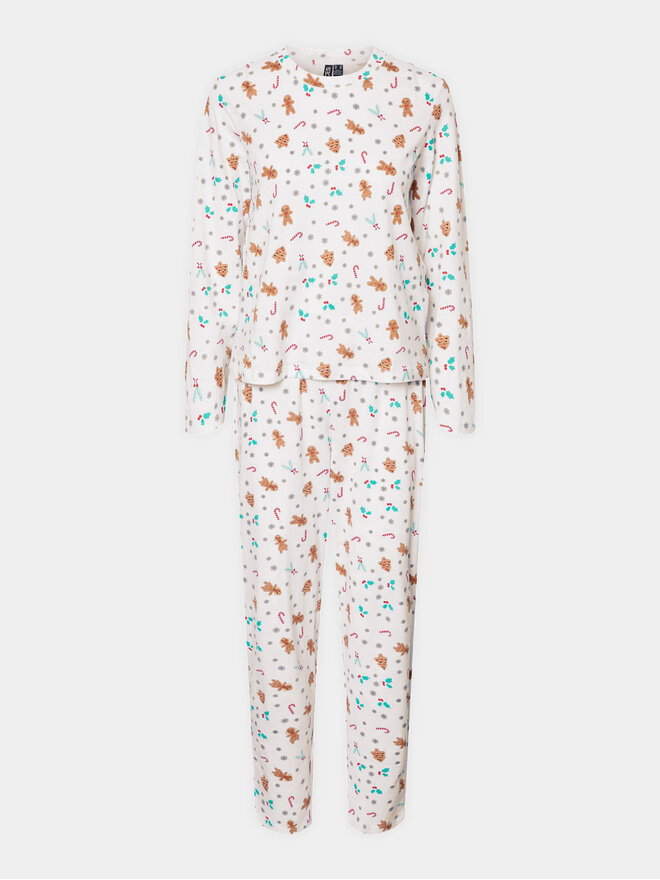 Pieces Pieces Πιτζάμα 17147221 Λευκό Regular Fit