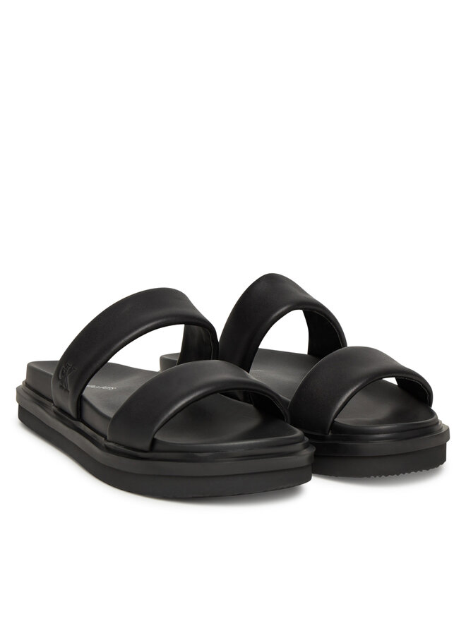 Calvin Klein Jeans Nazouváky Calvin Klein Jeans Flat Molded Doublebar Sandal Lth YM0YM01226 Černá
