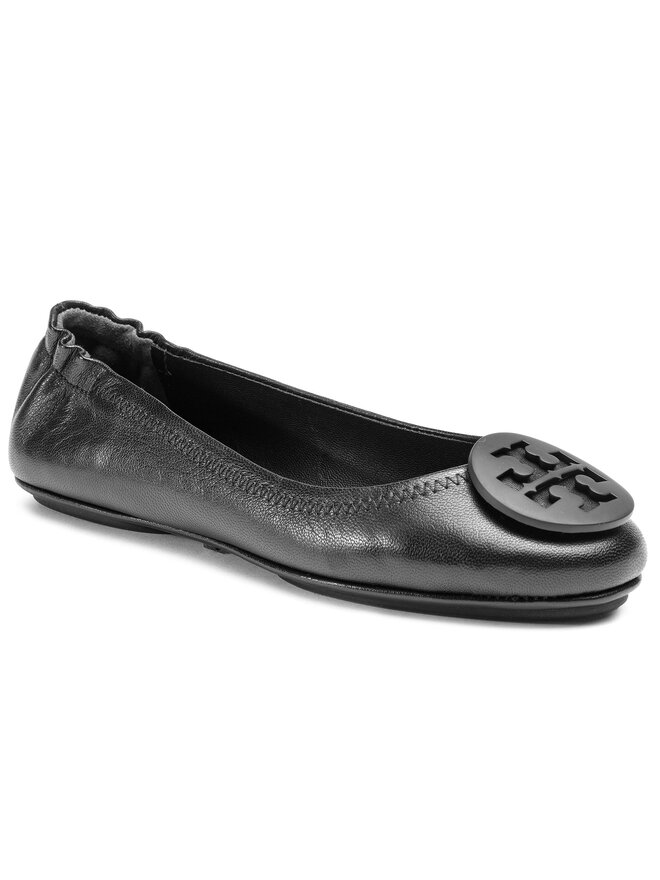 Tory Burch Baleriny Tory Burch Minnie Travel Ballet With Logo 49350 Czarny