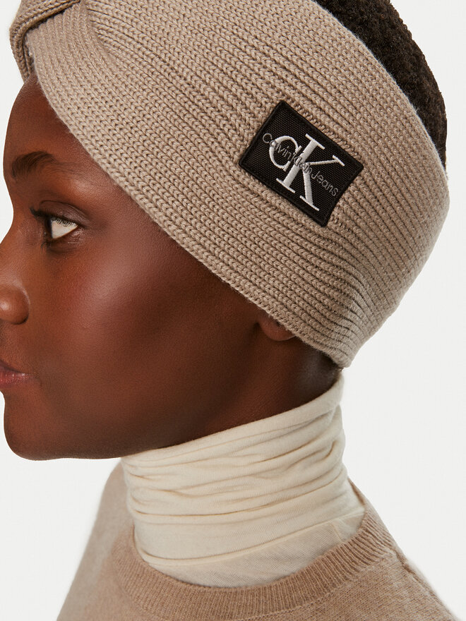 Calvin Klein Fascia per capelli Calvin Klein Mono Logo Patch K60K612660 Beige