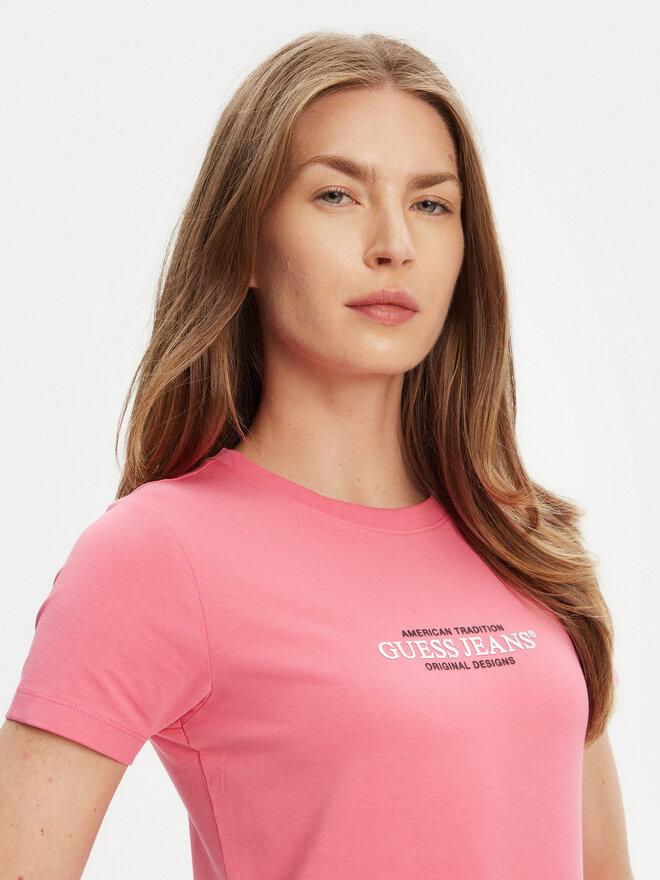 Guess Jeans Guess Jeans Camiseta W4YI03 J1314 Rosa Slim Fit