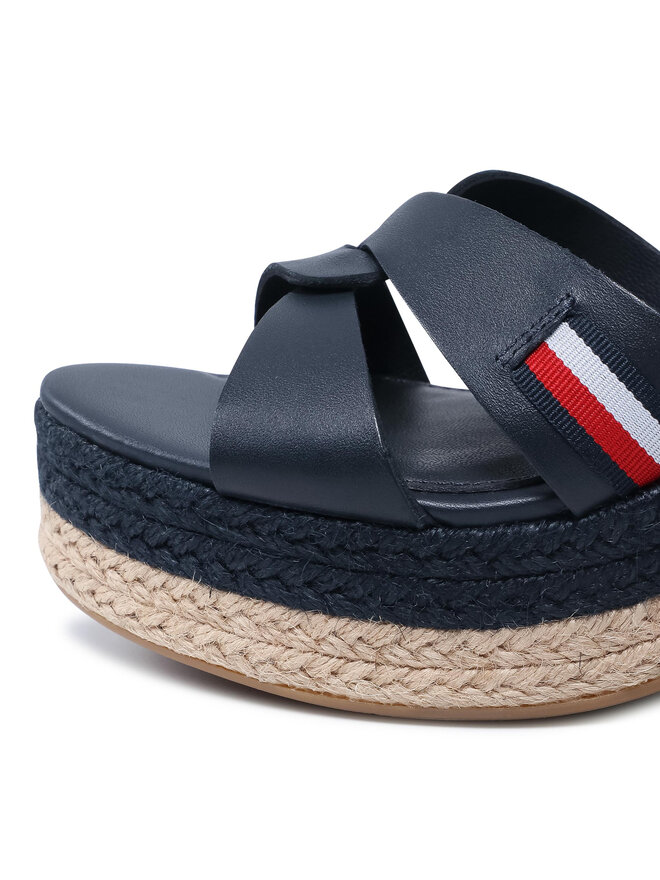 Tommy Hilfiger Εσπαντρίγιες Tommy Hilfiger Th Interlace Mid Heel Sandal FW0FW05609 Σκούρο μπλε