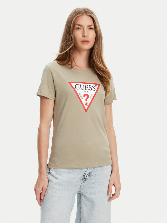 Guess Guess Marškinėliai W1YI1B I3Z14 Žalia Regular Fit