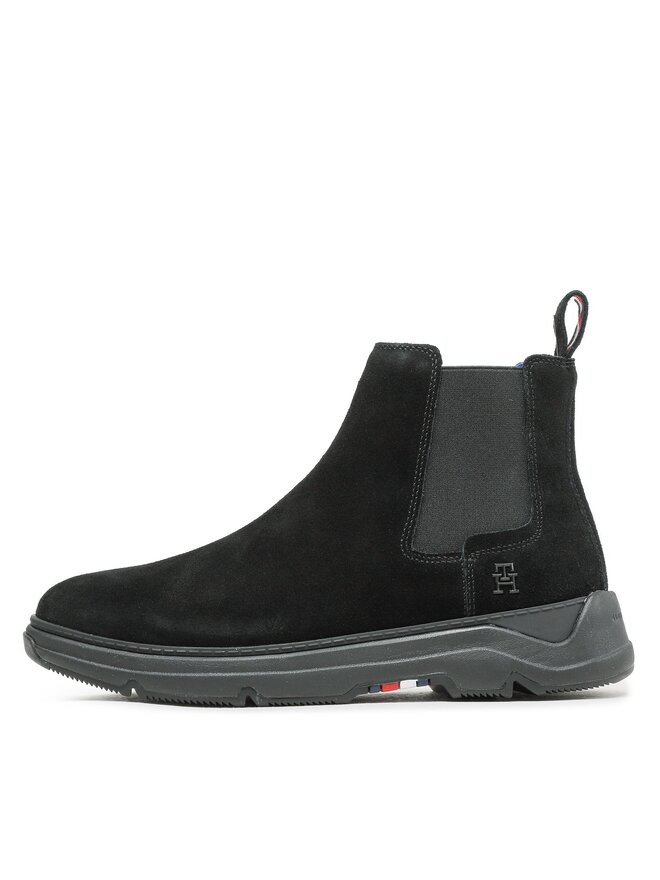 Tommy Hilfiger Μποτάκια με λάστιχο Tommy Hilfiger Premium Th Suede Hybrid Chelsea FM0FM04683 Μαύρο