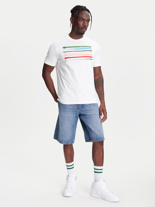United Colors Of Benetton United Colors Of Benetton Marškinėliai 3BL0U10AG Balta Relaxed Fit