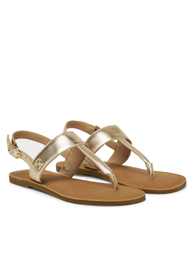 Tommy Hilfiger Sandale Tommy Hilfiger Metallic Leather Thong Sandal FW0FW08798 Auriu