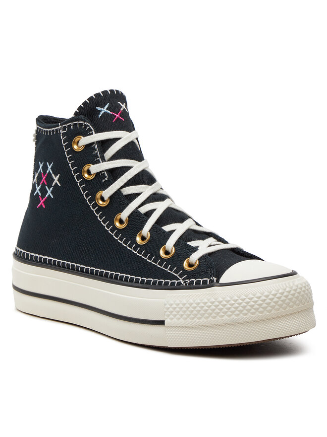 Converse Plátěnky Converse Chuck Taylor All Star Lift Crafted Stitching Platform Hi A08731C Černá