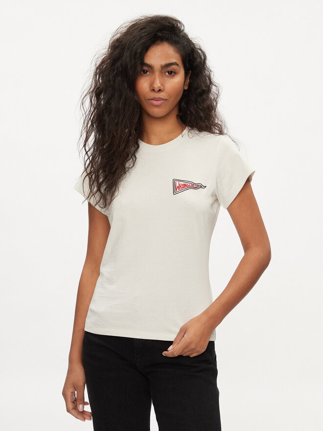 Wrangler Wrangler Marškinėliai Shrunken Band 112350301 Écru Slim Fit