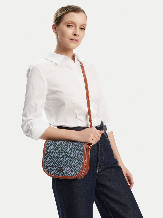 Tommy Hilfiger Táska Tommy Hilfiger Th Monoplay Leather Saddle Bag AW0AW17414 Sötétkék