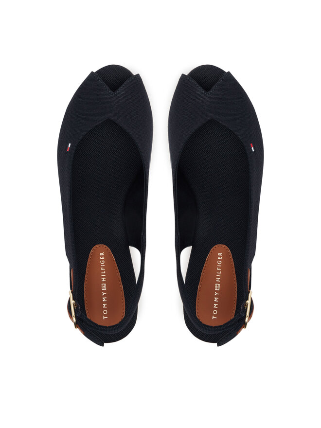 Tommy Hilfiger Sandały Tommy Hilfiger Flag Mid Wedge Espad Slingback FW0FW08595 Granatowy
