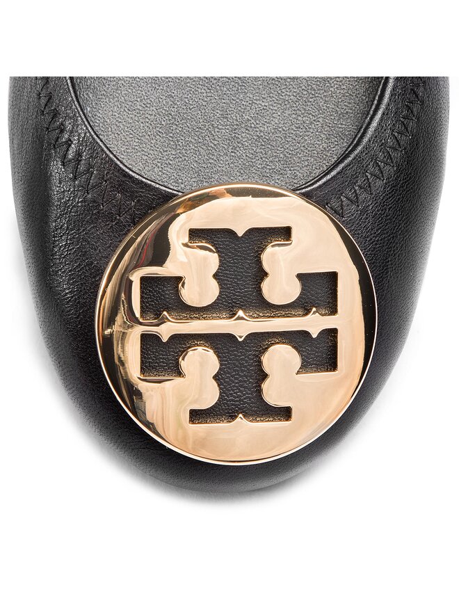 Tory Burch Baleriny Tory Burch Minnie Travel Ballet With Metal Logo 50393 Czarny