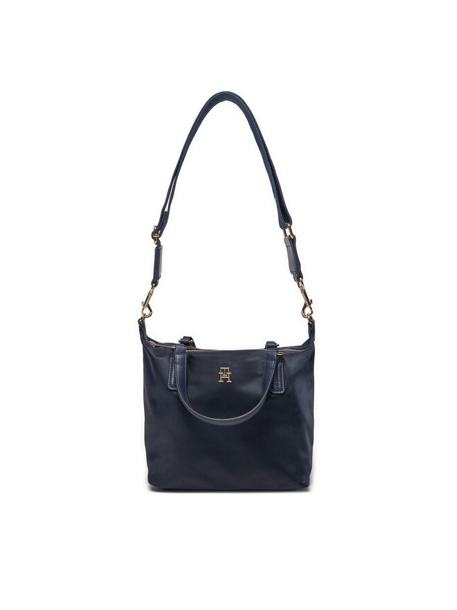 Tommy Hilfiger Handtasche Tommy Hilfiger Poppy Th Small Tote AW0AW15640 Dunkelblau