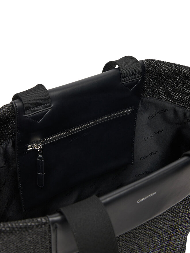 Calvin Klein Handtasche Calvin Klein Ck Raffia Medium Shopper K60K613174 Schwarz