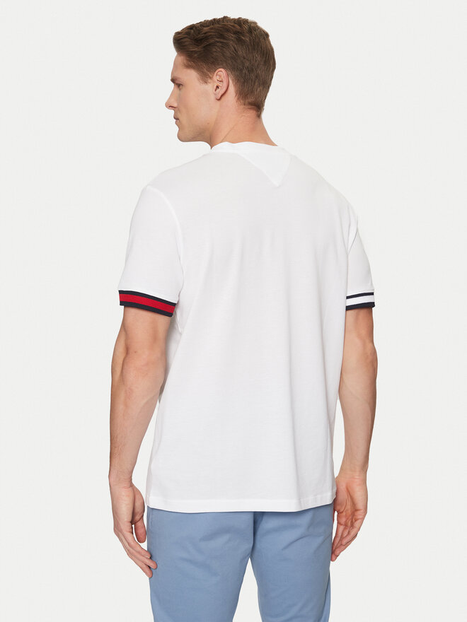 Tommy Hilfiger Tommy Hilfiger Marškinėliai Global Stripe MW0MW38078 Balta Regular Fit
