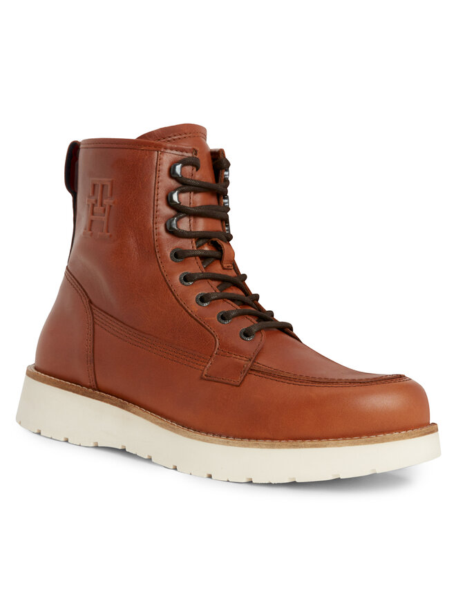 Tommy Hilfiger Čižmy Tommy Hilfiger Th American Warm Leather Boot FM0FM04668 Hnedá