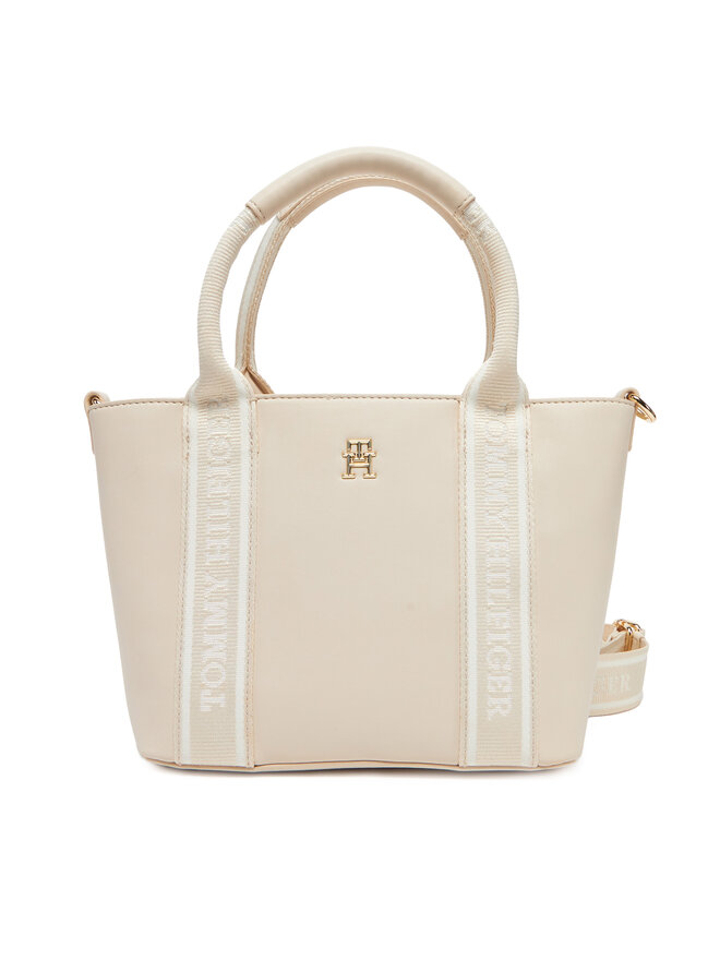 Tommy Hilfiger Bolso Tommy Hilfiger Th Logotape Mini Tote AW0AW17201 Écru