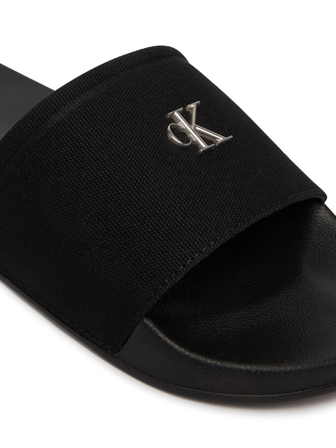 Calvin Klein Pantoletten Calvin Klein Nemo - Canvas Signature Logo Sliders HW0HW02960 Schwarz