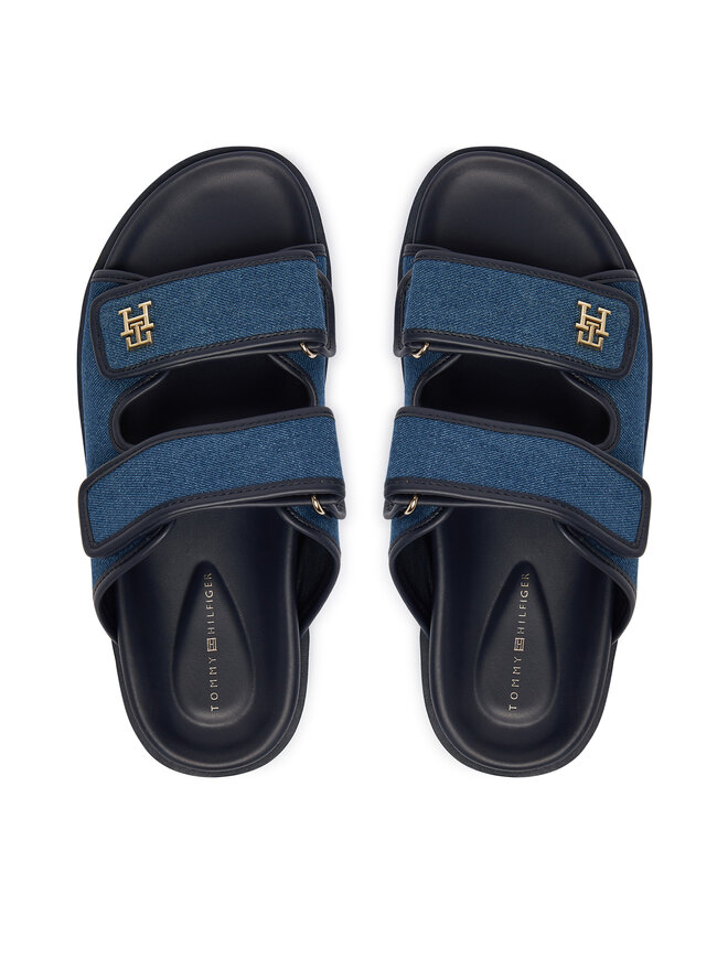 Tommy Hilfiger Pantoletten Tommy Hilfiger Double Strap Denim Sandal FW0FW09123 Blau