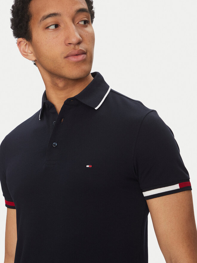 Tommy Hilfiger Tommy Hilfiger Poloshirt Flag Cuff MW0MW38458 Dunkelblau Slim Fit