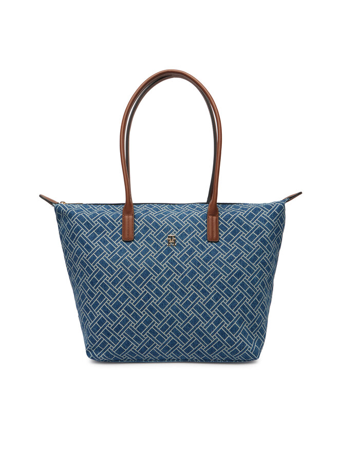 Tommy Hilfiger Handtasche Tommy Hilfiger Popette Tote Denim Flag AW0AW18613 Blau