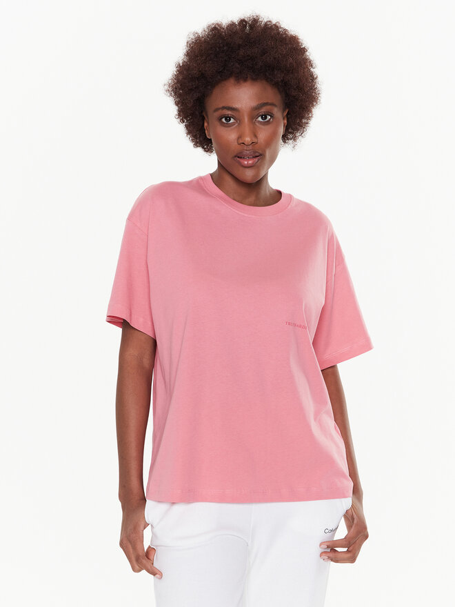 Trussardi Trussardi Póló Greyhound Backprint 56T00559 Rózsaszín Loose Fit