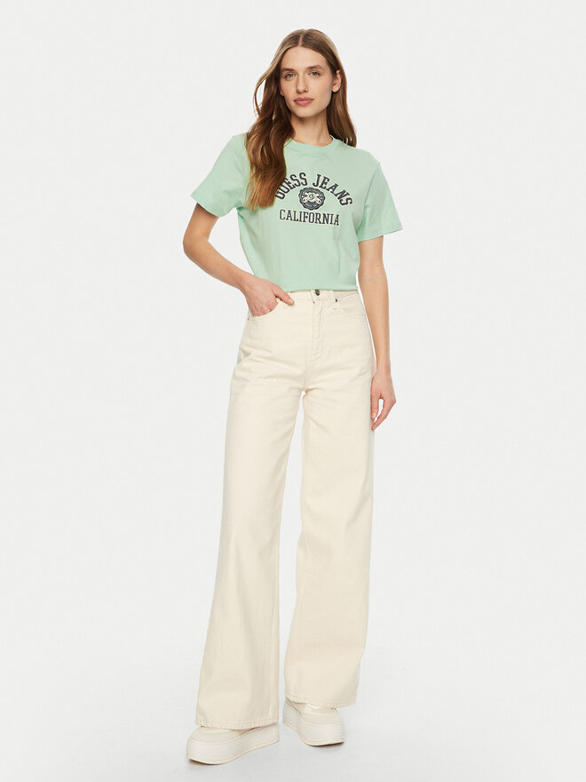 Guess Jeans Guess Jeans Marškinėliai W5RI43 K8HM0 Žalia Regular Fit