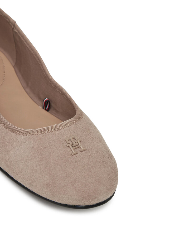 Tommy Hilfiger Baleriny Tommy Hilfiger Th Hardware Suede Ballerina FW0FW08655 Beżowy