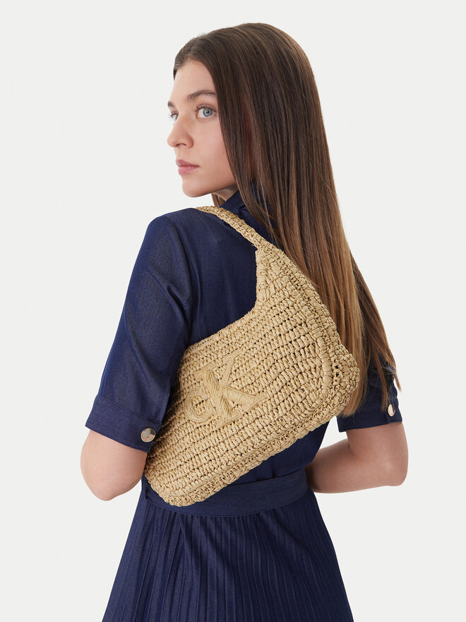 Calvin Klein Handtasche Calvin Klein Bold Ck Raffia Sm Shoulder Bag LV04F3449G Braun