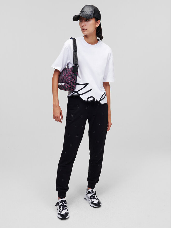 KARL LAGERFELD KARL LAGERFELD T-Shirt Signature Hem 226W1703 Λευκό Relaxed Fit