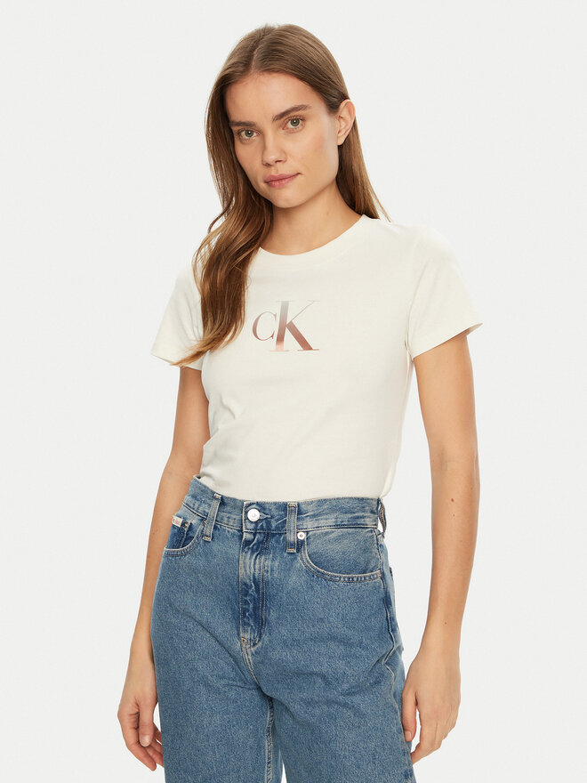 Calvin Klein Jeans Calvin Klein Jeans Camiseta Gradient J20J224982 Écru Slim Fit