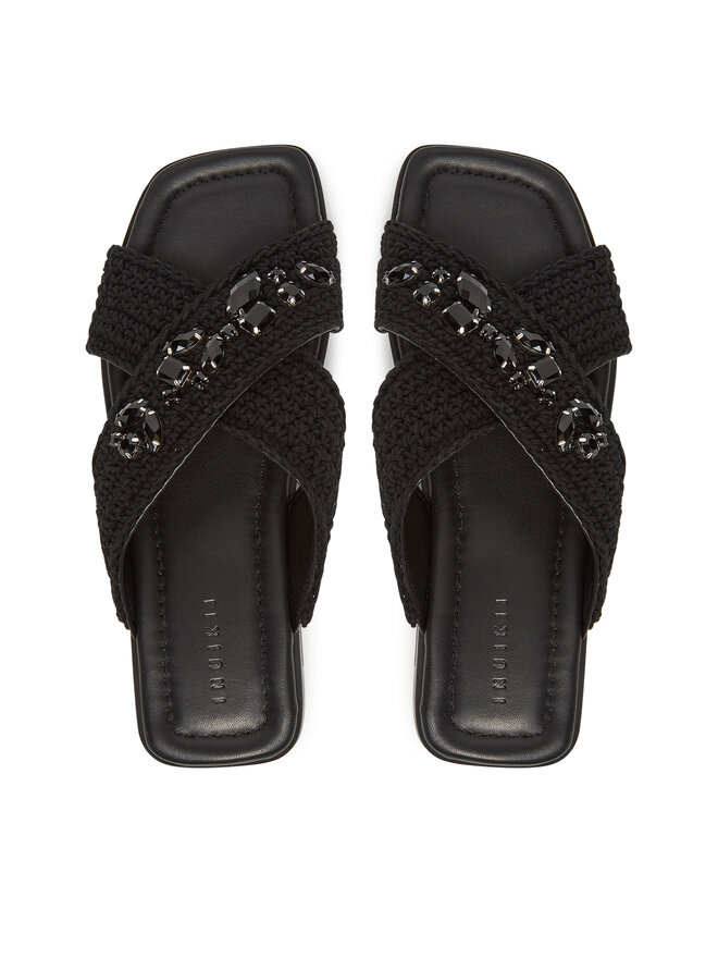 Inuikii Pantoletten Inuikii Woven Crossed Stones 70104-369 Schwarz