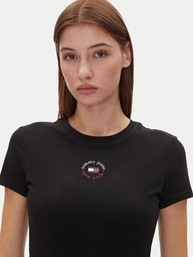 Tommy Jeans Tommy Jeans Marškinėliai Tjw Slim Essential Logo 2 Tee DW0DW20316 Juoda Regular Fit