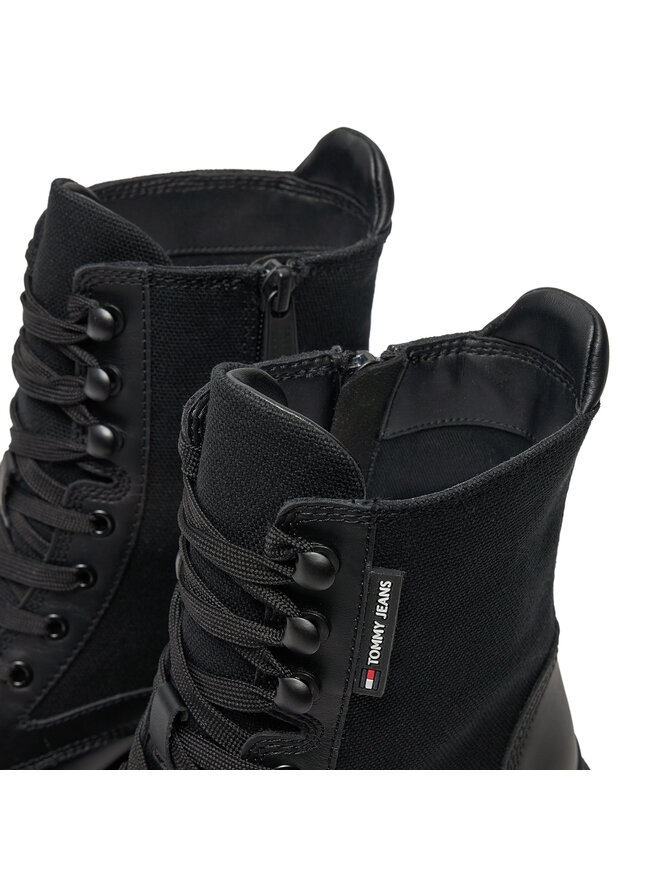 Tommy Jeans Polokozačky Tommy Jeans Tjw Mid Heel Boot Mix Media EN0EN02556 Černá