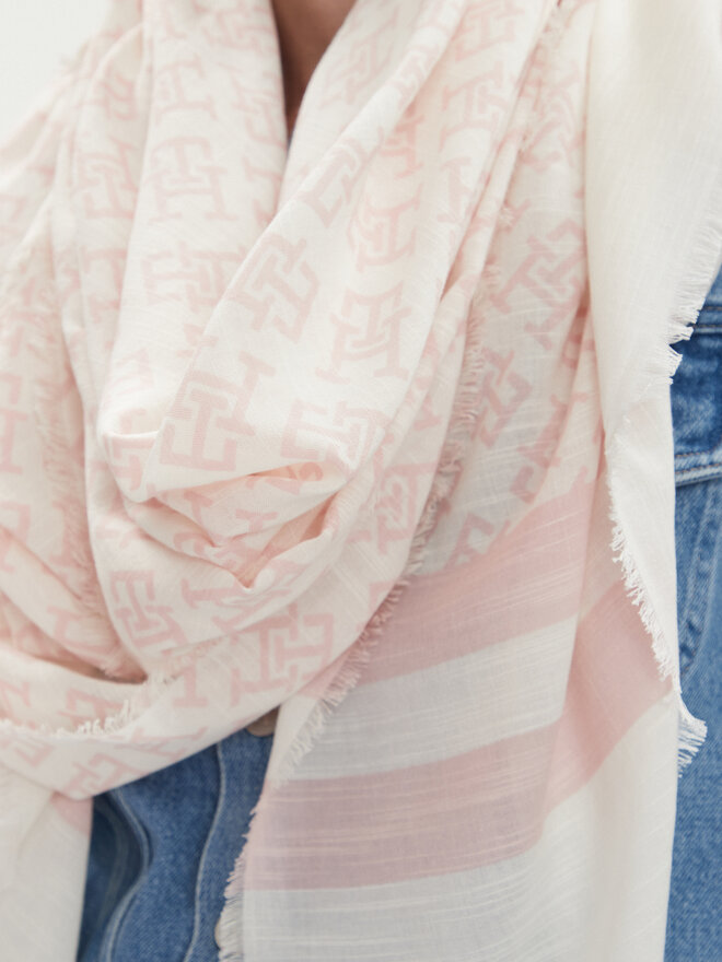 Tommy Hilfiger Šalle Tommy Hilfiger Beach Summer Mono Scarf AW0AW16030 Écru