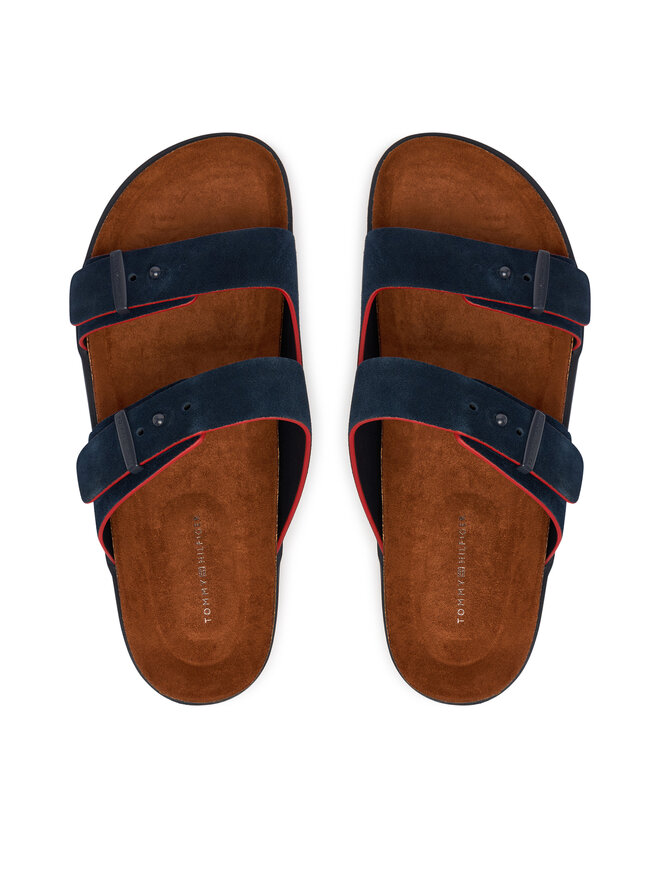 Tommy Hilfiger Pantoletten Tommy Hilfiger Cork Adjustable Suede Sandal FM0FM05869 Dunkelblau